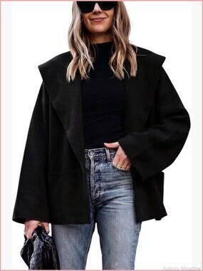 Oversized Shawl Collar Cardigan Knit Open Front Cropped Sweater